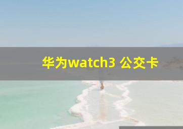 华为watch3 公交卡